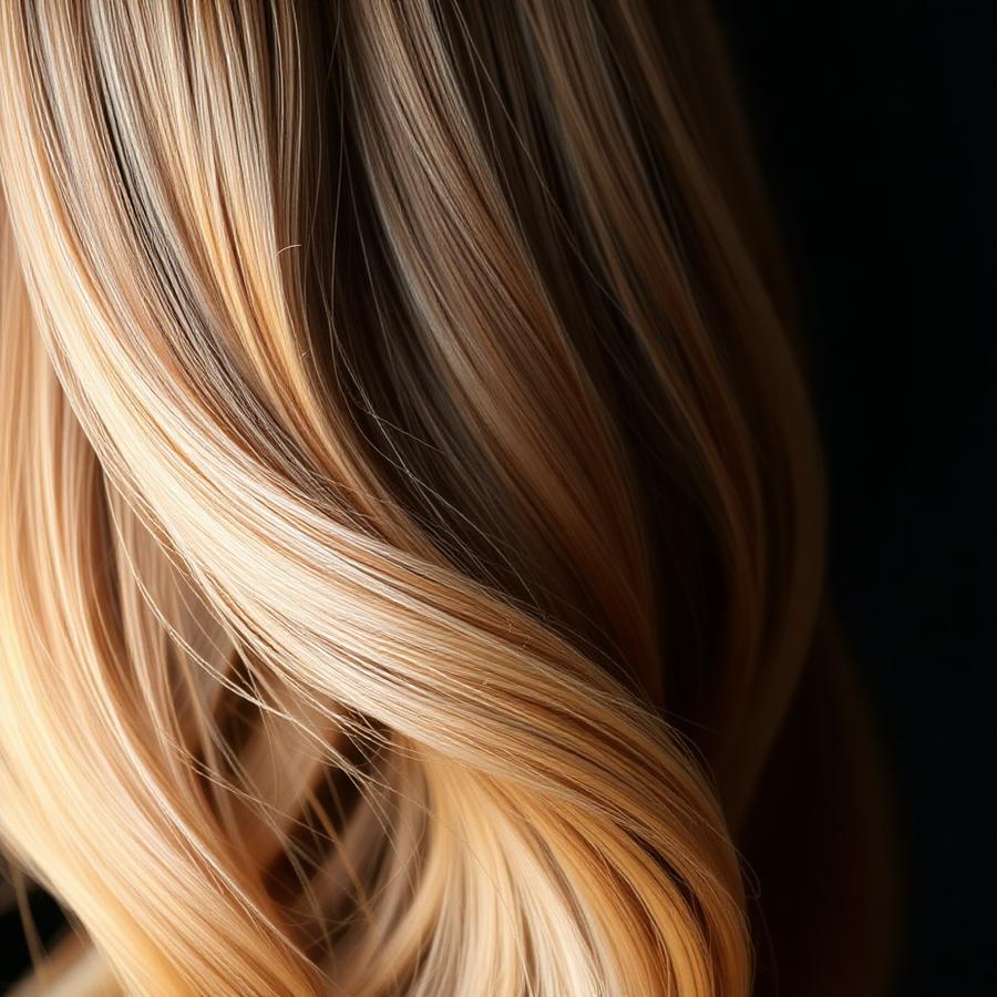Balayage med bløde, blanke bølger